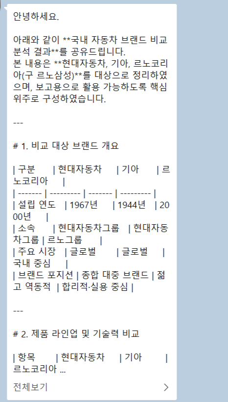 AI 텍스트가 정제되지 않은 카톡 메세지