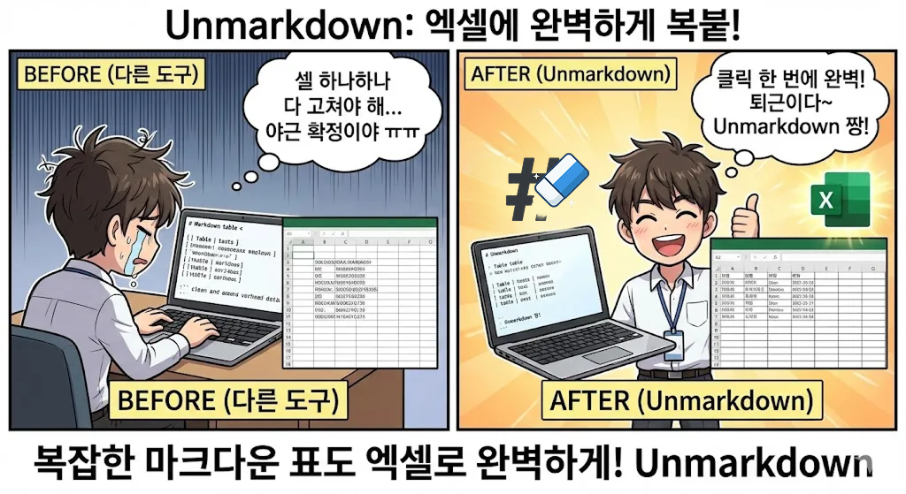 마크다운 제거기 사용 중